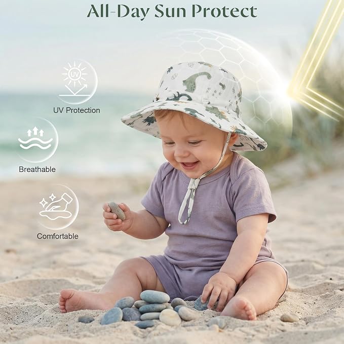 Play Tailor 2 Pack Newborn Baby Sun Hat Breathable Muslin Cotton Cap 0-24M | - Image 2