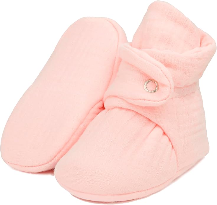 Ella Bonna Baby Booties Organic Cotton Muslin Newborn Baby Slippers Baby Boy by EllaBonna