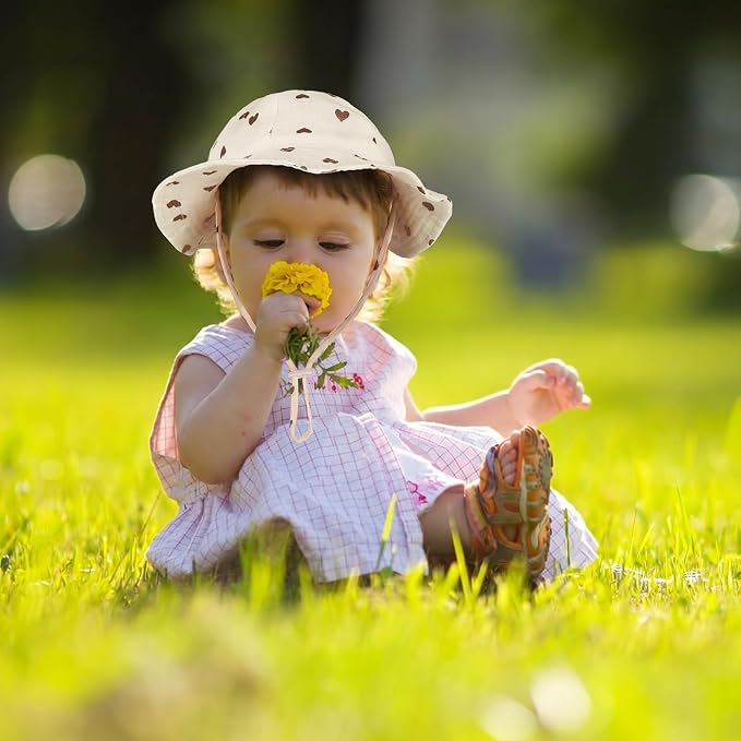 3 Pcs Baby Sun Hat Muslin, Baby Bucket Hat | UPF 50+ Sun Protection, Adjustable - Image 5