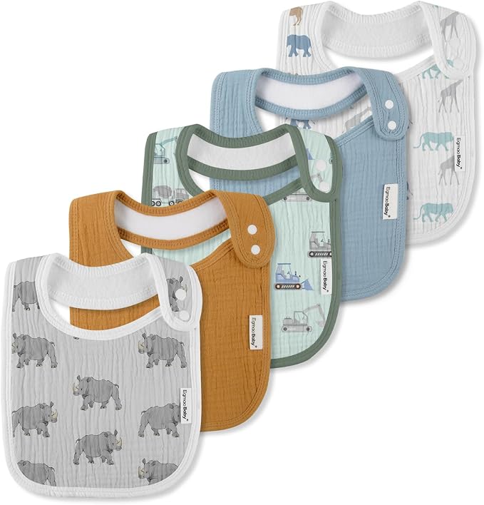 Muslin Baby Bibs for Drooling and Teething, Bibs for Boys Girls | Soft Cotton by EgmaoBaby