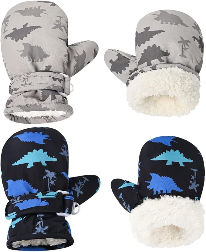 Fleece Lined Mittens for Baby Boys Girls, Baby Toddler Little Kids Winter Warm by Weradau