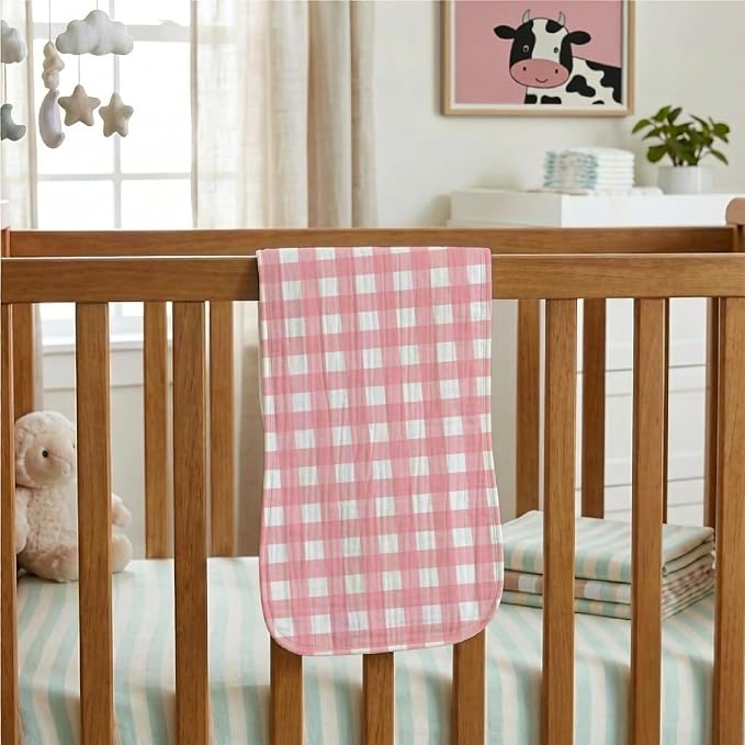 6 Pack Baby Burp Cloths for Girls, Soft Contoured Spit Up Cloths - Image 3