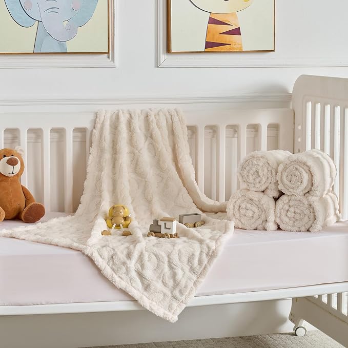 5 Pcs Baby Blanket Heart Checkered Ultra Soft Gift-Ready Plush - Image 6