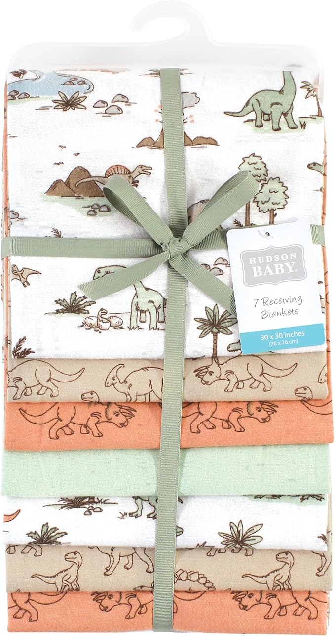 Little Treasure Hudson Baby Cotton Poly Flannel Receiving Blankets Multipack - Image 2