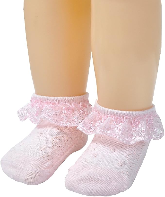 EPEIUS Baby Girl Ruffle Socks, Eyelet Frilly Lace Socks - Image 5