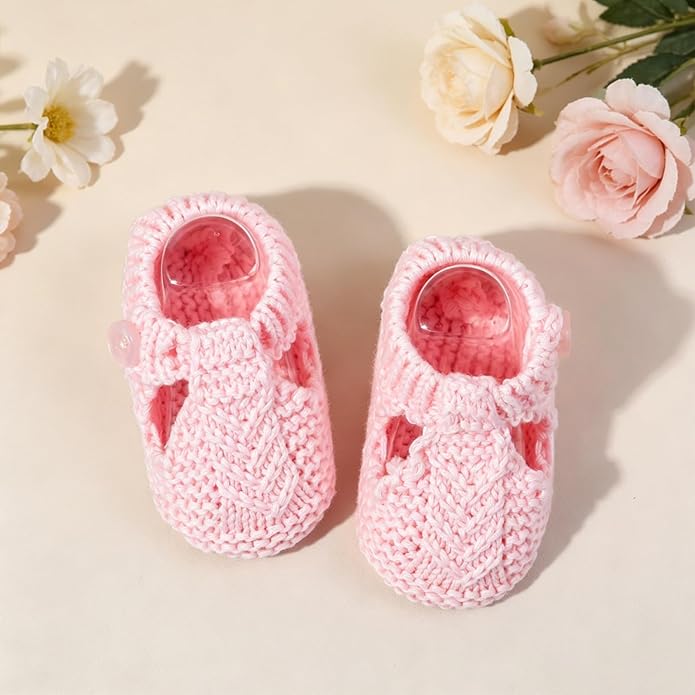 Newborn Baby Boy Girl Knit Booties Soft Sole Non-Slip First Walking Shoes | - Image 4