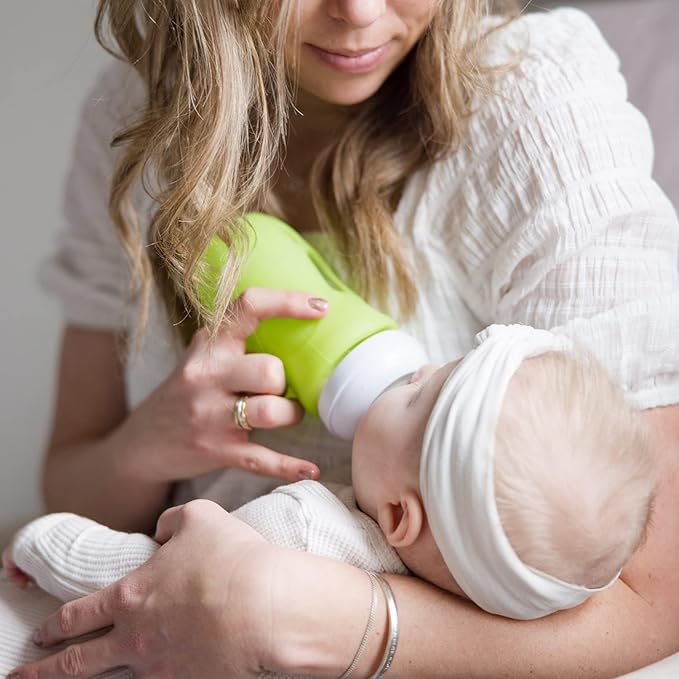 Olababy Silicone Sleeve for Avent Natural Glass Baby Bottles (4 oz, Green)