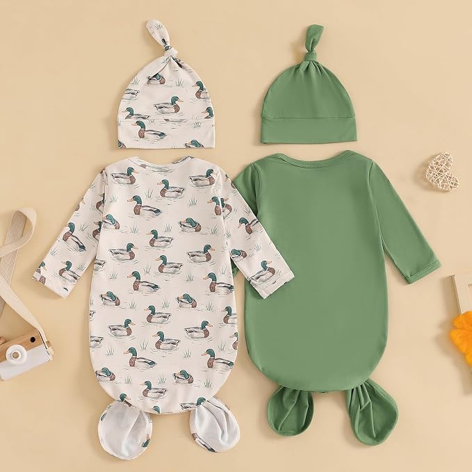 2-Pack Baby Sleeper knotted Gown Boy Girl Nightgown - Image 2