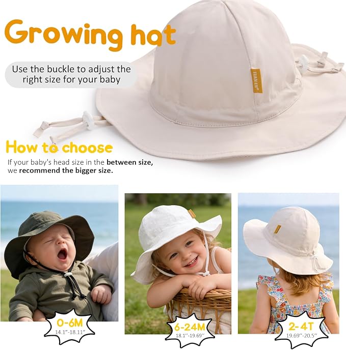 Baby Girl Sun Hat with UPF 50+ Outdoor Adjustable Toddler Beach Hat with Wide - Image 6
