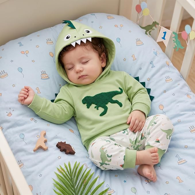 Infant Baby Boy Fall Winter Clothes Outfit Hooded Long Sweatshirt Pant Set - Image 2