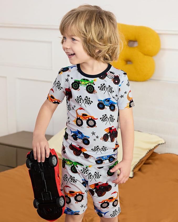 babee Reshinee Bamboo Viscose Toddler Boys Pajamas Set, Short Sleeve Kids - Image 8