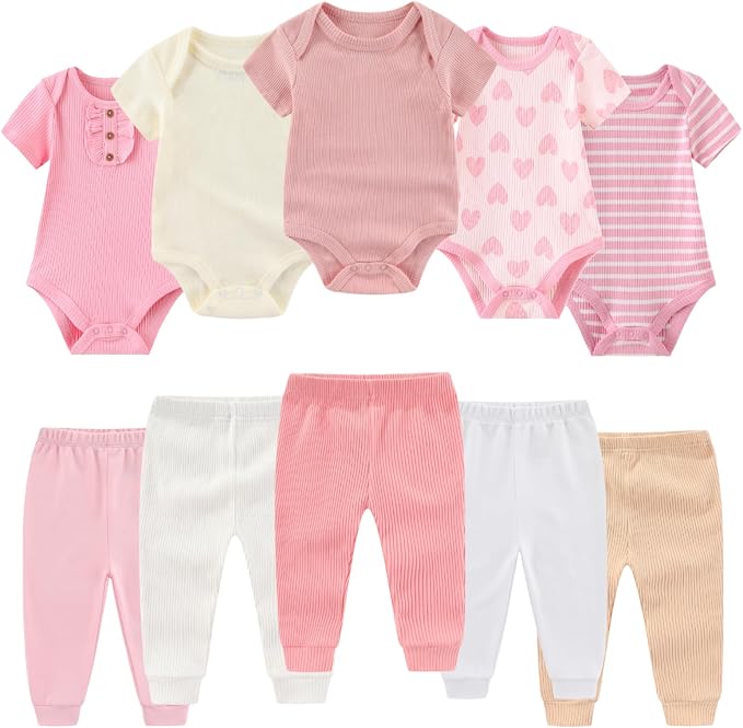BIGBIGKISS Baby Bodysuit and Pant Set 10Pcs Baby Boy Girl Clothes Outfits | by BIGBIGKISS