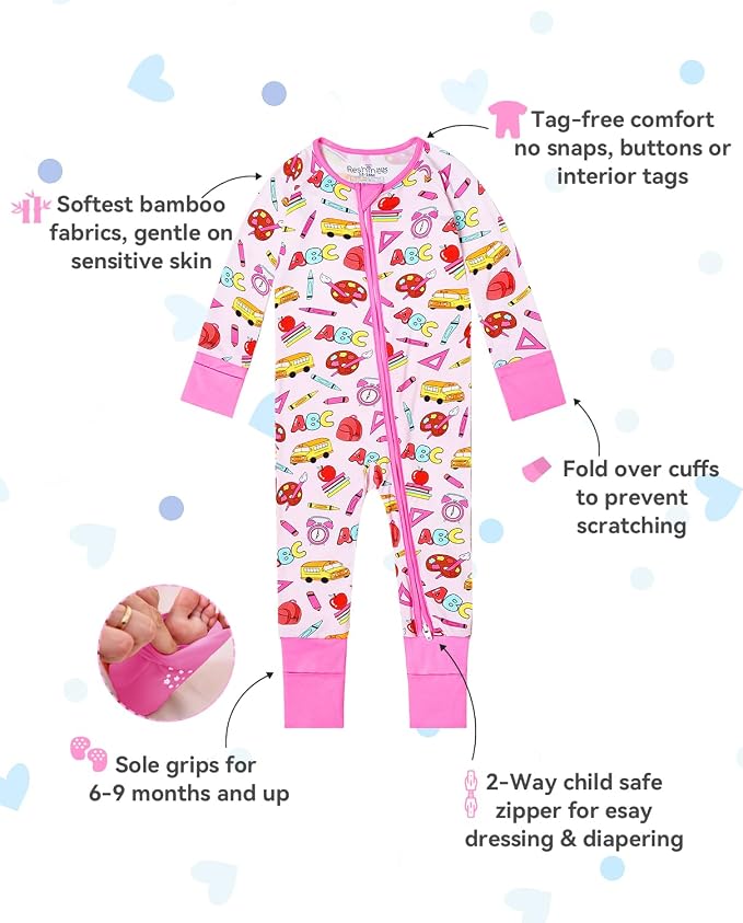 babee Reshinee Viscose Derived from Bamboo Baby Footie Pajamas Convertible - Image 2