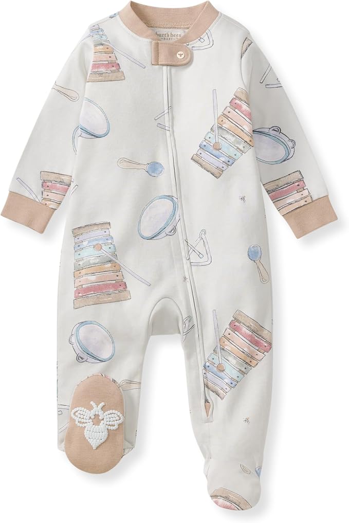 Burt's Bees Baby Boys' Organic Cotton, Sleep and Play Footed Pajamas | Easy zip by BurtsBeesBaby