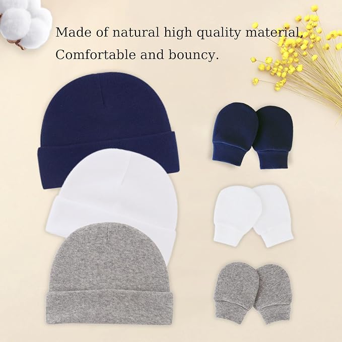 Baby Hats and Mittens Newborn Hats Gloves Infant Beanie Soft Cap Mitten Sets - Image 6