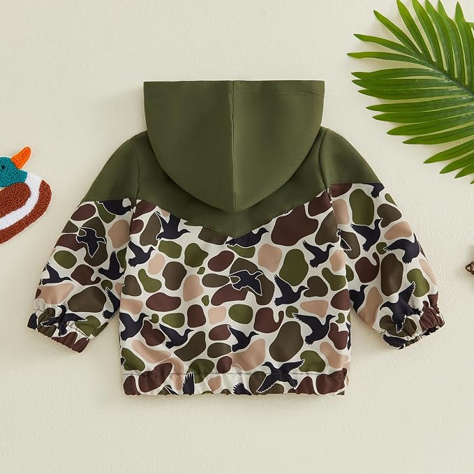 Toddler Baby Boy Windbreaker Jacket Camo Zipper Hooded Rain Coat - Image 7
