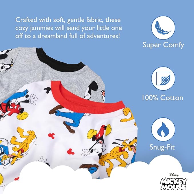 Disney Boys' 4-Piece Snug-fit Cotton Matching Comfortable Pajama Set, Soft & - Image 2