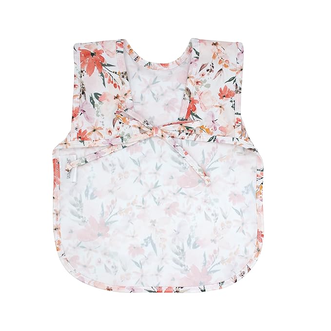 BapronBaby Peachy Dreams Bapron - No Neck Tie Safer Bib for Baby & Toddler - Soft Waterproof Stain Resistant - Machine Washable - Sz Baby/Toddler 6m-3T
