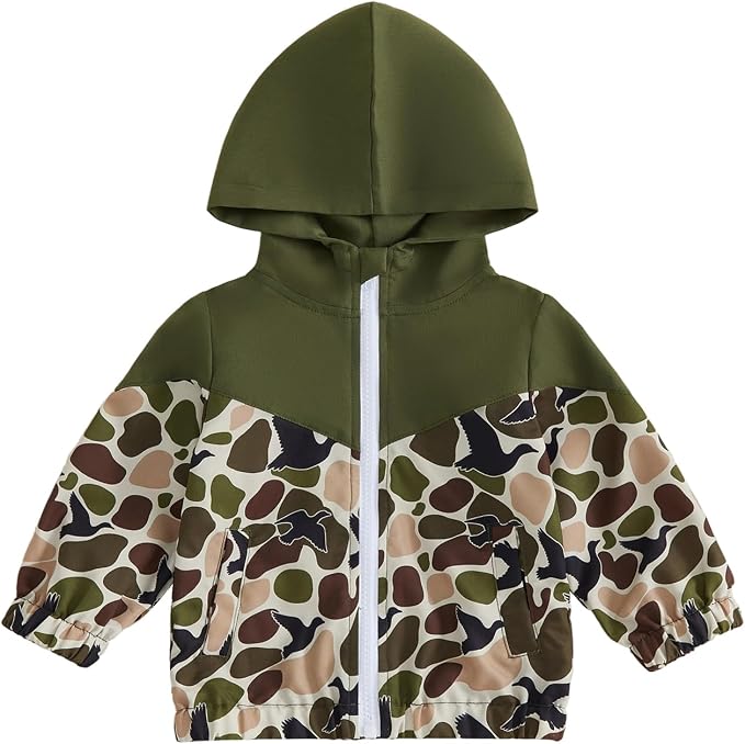 Toddler Baby Boy Windbreaker Jacket Camo Zipper Hooded Rain Coat by Unknown