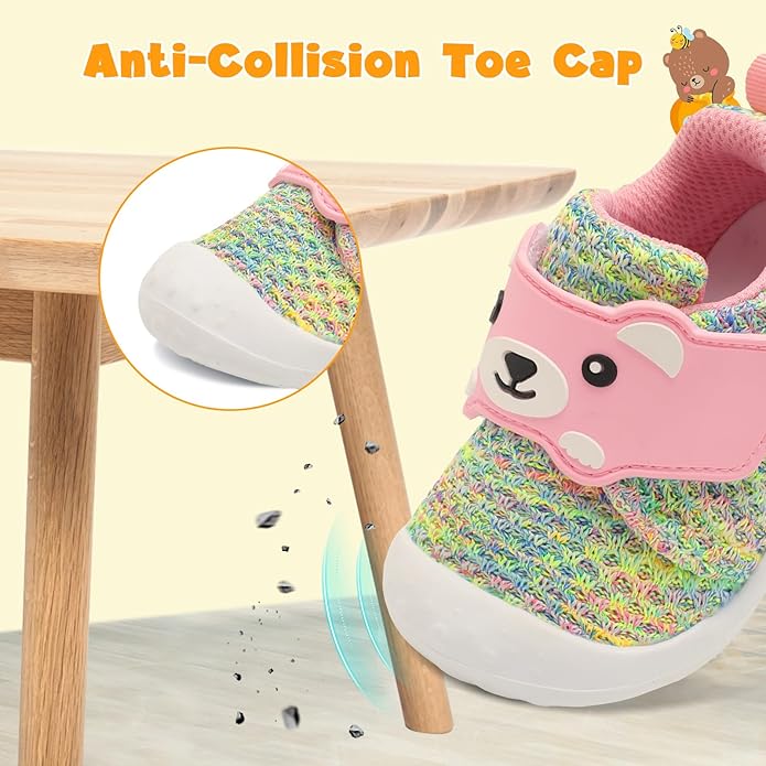 FEETCITY Baby Walking Shoes Wide Baby Shoes Boys Girls Infant Sneakers Crib Shoes Breathable Toddler Barefoot Shoes Slip On Shoes