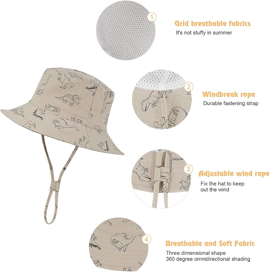 Komorebi Toddler Sun Hat UPF 50+ Kids Beach Bucket Hats Boys Girls 0-8Y | Cute - Image 4