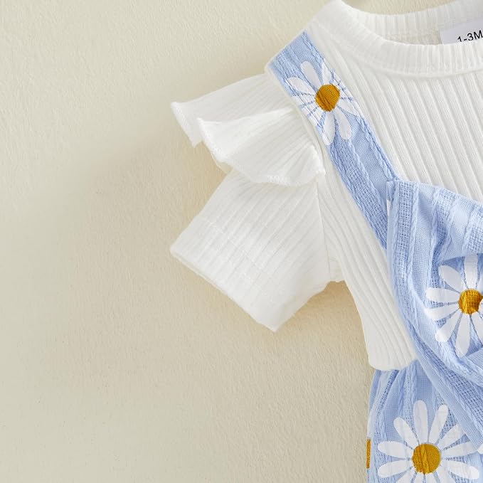 YINGISFITM Newborn Baby Girl Summer Clothes Short Sleeve Bubble Romper Bow - Image 7