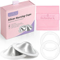 Boboduck The Original Silver Nursing Cups - 925 Silver Nipple Covers Breastfeeding - Protect and Soothe Sore Nipples - Silver Nipple Shield Guards with Soft Silicone Ring (Regular)