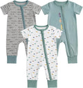 Aablexema Baby Short Sleeve Footless Pjs Zipper Romper 3-Pack | Soft Breathable by Aablexema