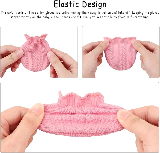 BQUBO Baby Turban Hats and Mittens Set Newborn Infant Hospital Hats Caps - Image 6