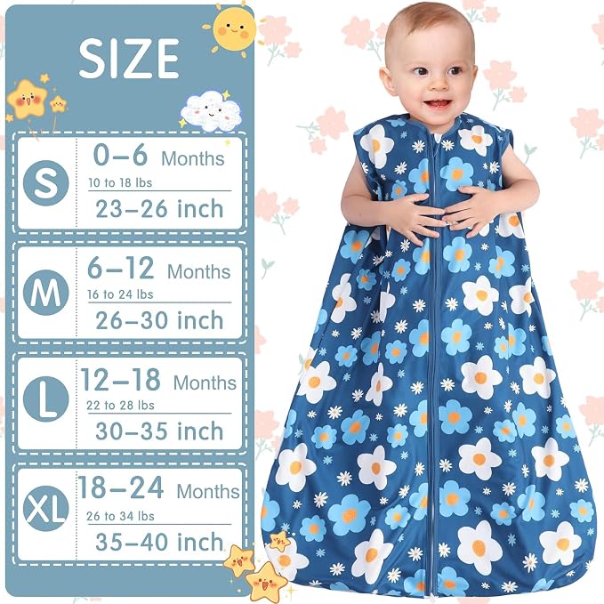 BSTOPPT 3 Pack Baby Sleep Sack 100% Rayon Cotton Baby Sleeping Bag 2-Way Zipper - Image 6