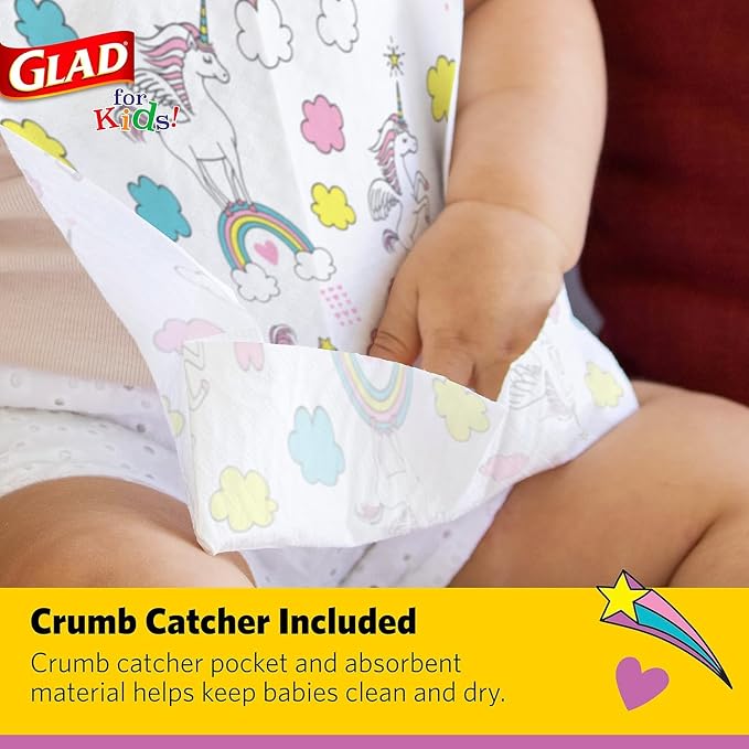 Glad for Kids Disposable Paper Bibs & Crumb Catcher, 30 Ct, 24-Pk | Absorbent - Image 3