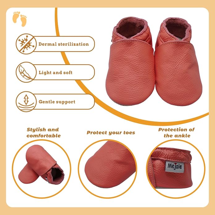 Mejale Baby Infant Toddler Shoes Slip-on Soft Sole Leather Moccasins Pre-Walkers - Image 4