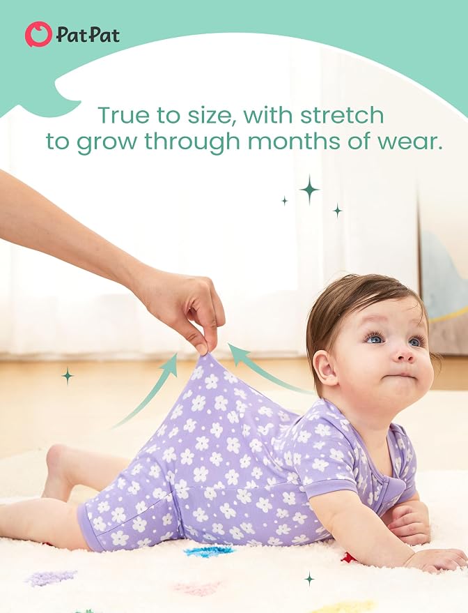 PATPAT Baby Boy and Girl Bamboo Viscose 2-Pack Romper | 2-Way Zipper, Soft and - Image 5