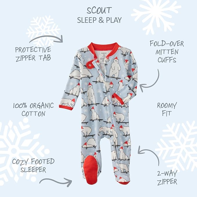 Butterblu Scout Sleep & Play 100% Organic Cotton Footed Zip Front PJs | GOTS - Image 2