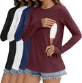 4 Pack Women's Nursing Breastfeeding Tops, Long Sleeve Maternity Shirts Loose Fit Hidden Zipper Pregnancy Clothes