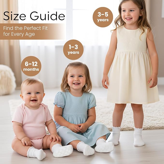 Organic Cotton Blend Ruffle Toddler Socks 6M-12M-2t-3t-4t-5t Gift - Image 4