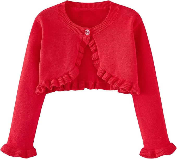Toddler Girls Cardigan Sweater Bolero Shrug Baby Kids Long Sleeve Cropped Dress by Miccina