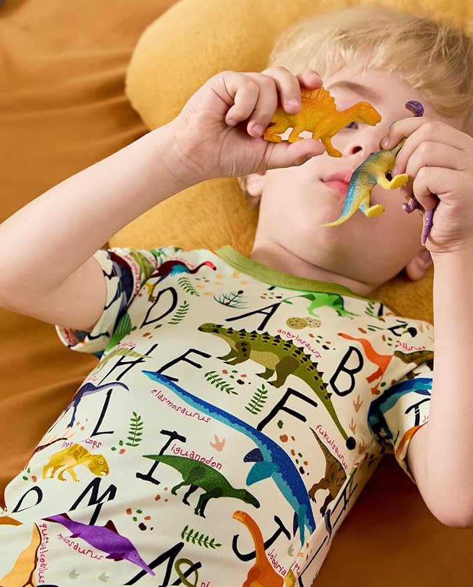 babee Reshinee Bamboo Viscose Toddler Boys Pajamas Set, Short Sleeve Kids - Image 2