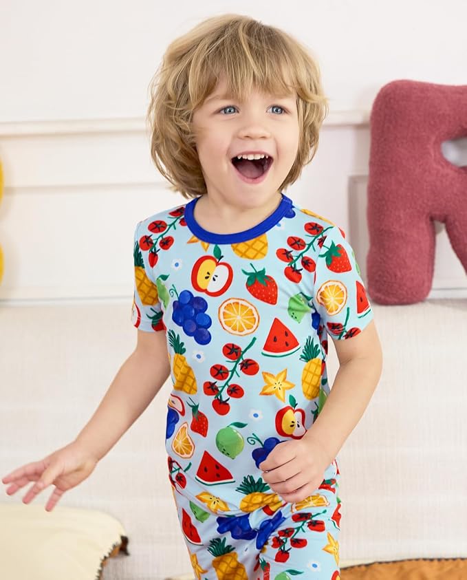 babee Reshinee Bamboo Viscose Toddler Boys Pajamas Set, Short Sleeve Kids - Image 6