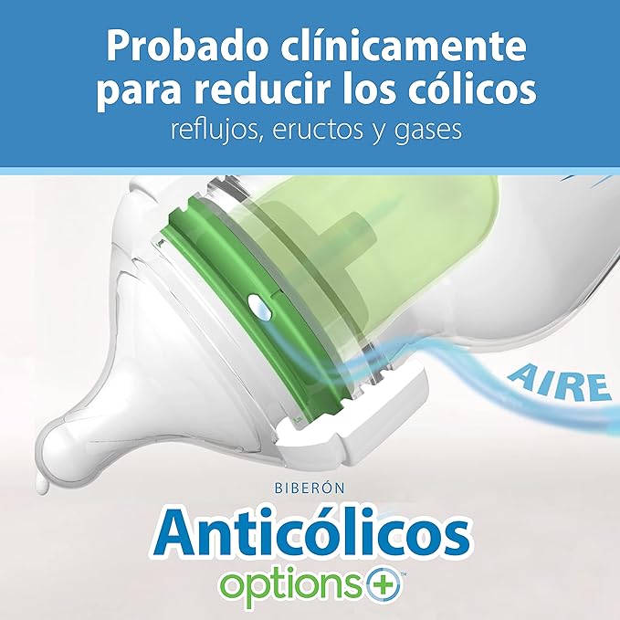 Dr. Brown's Natural Flow Anti-Colic Options+ Wide-Neck Baby Bottles 5 oz/150 mL,with Level 1 Slow Flow Nipple,4 Pack,0m+