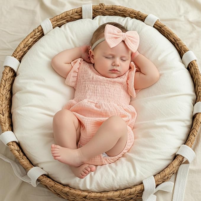 Kavousa Newborn Baby Girl Clothes Summer Bubble Romper Headband Outfit - Image 3