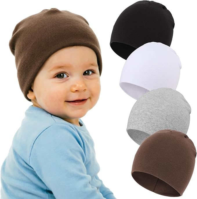 DRESHOW BQUBO 4 Pieces Baby Beanie Newborn Toddler Soft Cute Knit Hat Hospital by DRESHOW