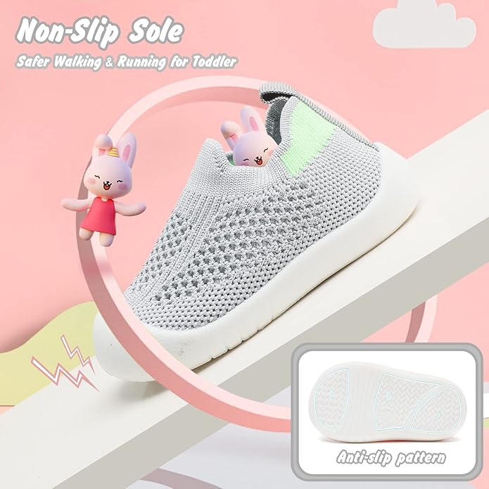 Baby Walking Shoes Toddler Girl Boy Soft Sole Breathable Cotton Canvas Shoes Infant Lightweight Non-Slip Safer Slip-on First Walkers Shoes Casual Tennis Wide Sneakers Rubber Soles Running Outdoor