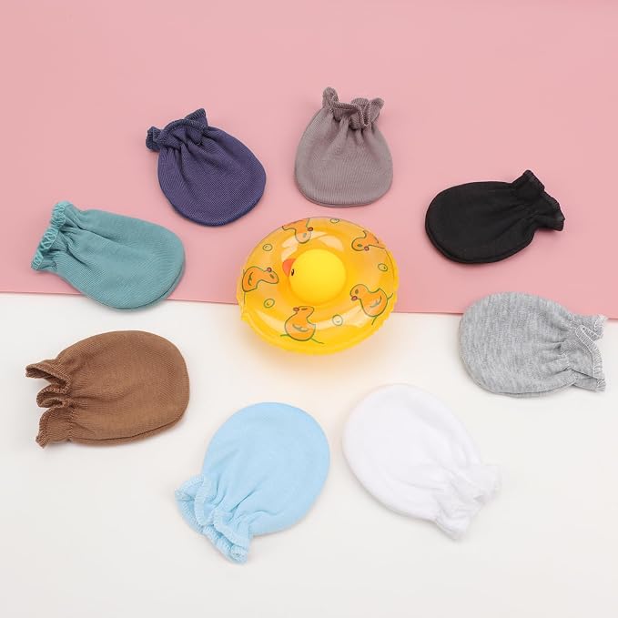 AQOKKA Newborn Baby Mittens No Scratch Cotton Elastic Wrist Gloves Infant - Image 5