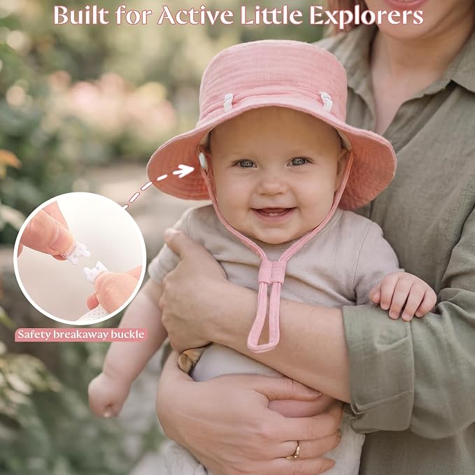 Play Tailor 2 Pack Newborn Baby Sun Hat Breathable Muslin Cotton Cap 0-24M | - Image 4