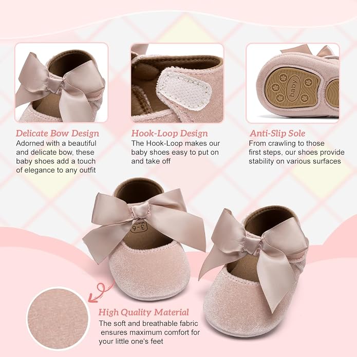 KIDSUN Infant Baby Girls Mary Jane Shoes Non-Slip Rubber Sole Ballet Slippers - Image 4