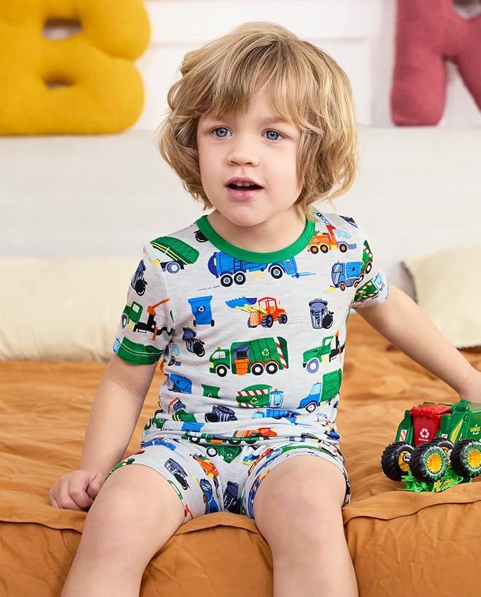 babee Reshinee Bamboo Viscose Toddler Boys Pajamas Set, Short Sleeve Kids - Image 2