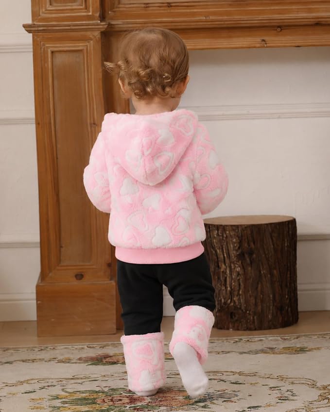 Jecson Toddler Girl Clothes Baby Girl Fleece Hoodie Outfits Thick Thermal - Image 4