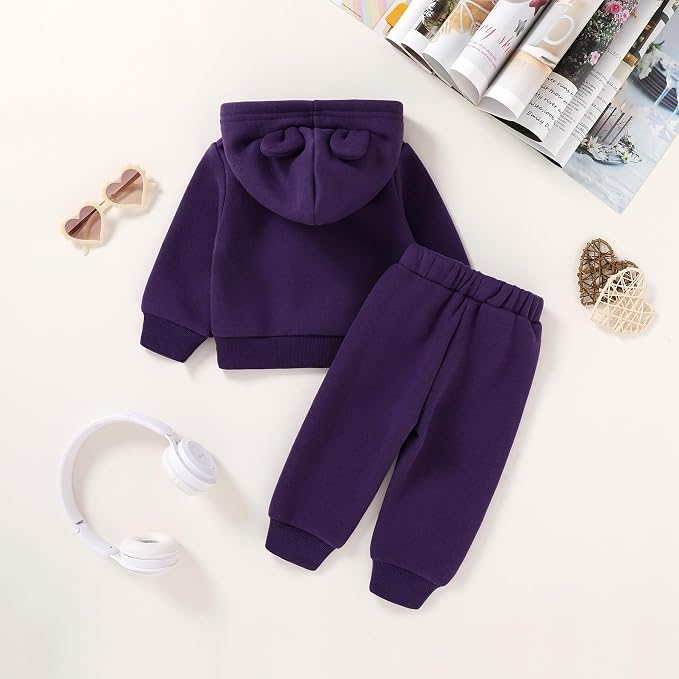 Happy Town Baby Clothes for Girls Boys Clothes Solid Color Zipper Hoodie and - Image 3