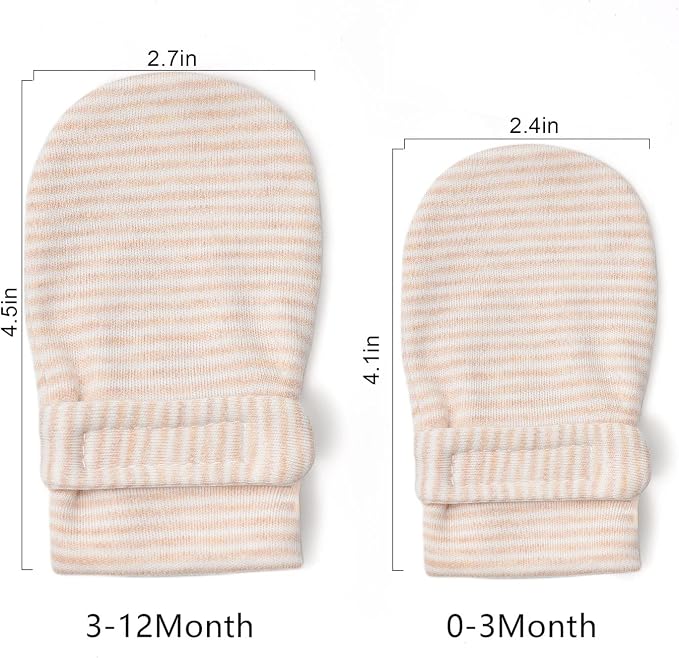 Newborn Baby No Scratch Mittens Stay On, 100% Cotton Breathable, Adjustable - Image 6